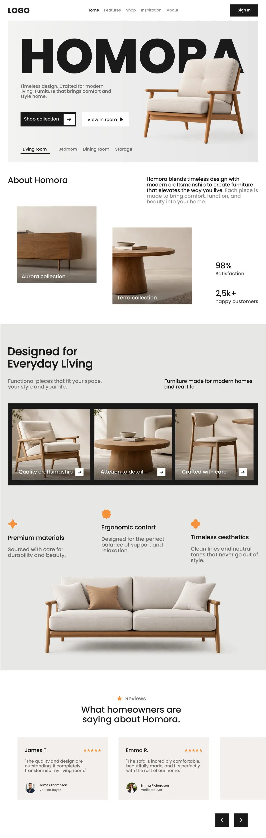 Homora — Brand website concept
